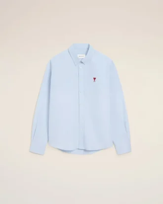 Camisas clásicas de manga larga de algodón azul con cuello abotonado y bordado «ADC»