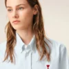 Camisas clásicas de manga larga de algodón azul con cuello abotonado y bordado «ADC» Camisas clásicas de manga larga de algodón azul con cuello abotonado y bordado «ADC»