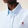 Camisas clásicas de manga larga de algodón azul con cuello abotonado y bordado «ADC» Camisas clásicas de manga larga de algodón azul con cuello abotonado y bordado «ADC»