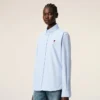 Camisas clásicas de manga larga de algodón azul con cuello abotonado y bordado «ADC» Camisas clásicas de manga larga de algodón azul con cuello abotonado y bordado «ADC»
