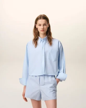 Camisas cortas de algodón azul con relieve «Ami de Coeur»