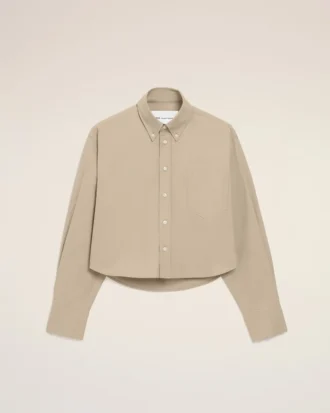 Camisas cortas de algodón beige con Ami de Coeur en relieve