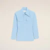 Camisas entalladas de algodón azul con cuello puntiagudo