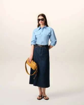 Camisas entalladas de algodón azul con cuello puntiagudo Camisas entalladas de algodón azul con cuello puntiagudo