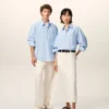 Camisas holgadas de manga larga Ami de Coeur de algodón azul Camisas holgadas de manga larga Ami de Coeur de algodón azul