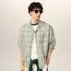 Camisas verdes de algodón a cuadros de corte recto Camisas verdes de algodón a cuadros de corte recto