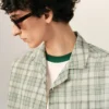 Camisas verdes de algodón a cuadros de corte recto Camisas verdes de algodón a cuadros de corte recto