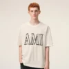 Camiseta blanca de algodón con estampado Ami Paris Camiseta blanca de algodón con estampado Ami Paris