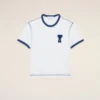 Camiseta blanca de algodón con parche de punto Ami de Coeur Camiseta blanca de algodón con parche de punto Ami de Coeur