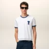 Camiseta blanca de algodón con parche de punto Ami de Coeur Camiseta blanca de algodón con parche de punto Ami de Coeur