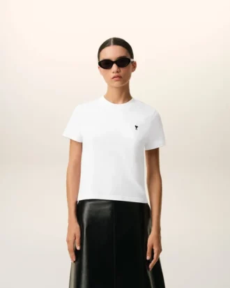 Camiseta corta Ami de Coeur de algodón blanco