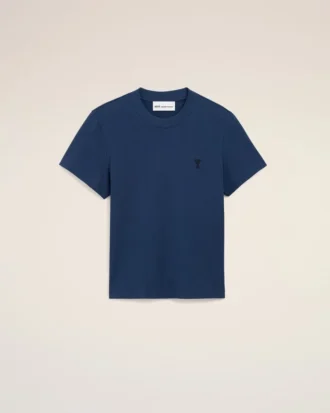 Camiseta corta de algodón azul Ami de Coeur