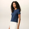 Camiseta corta de algodón azul Ami de Coeur Camiseta corta de algodón azul Ami de Coeur