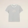 Camiseta de algodón gris Ami Paris con parche de punto Camiseta de algodón gris Ami Paris con parche de punto