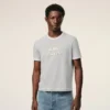Camiseta de algodón gris Ami Paris con parche de punto Camiseta de algodón gris Ami Paris con parche de punto