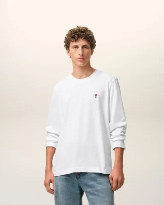 Camiseta de manga larga Red Ami de Coeur de algodón blanco