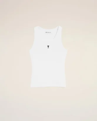 Camiseta sin mangas Ami de Coeur de algodón blanco