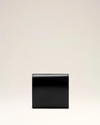 Cartera compacta Paris Paris de piel de vacuno negra Cartera compacta Paris Paris de piel de vacuno negra