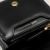 Cartera compacta Paris Paris de piel de vacuno negra