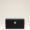 Cartera continental Carrousel de piel lisa negra Cartera continental Carrousel de piel lisa negra