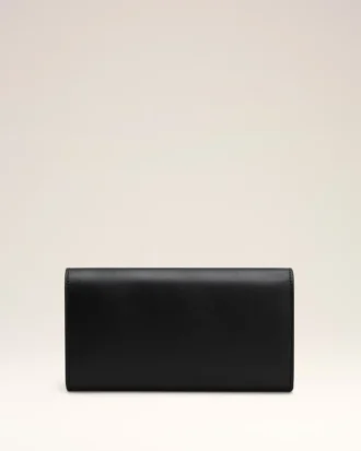 Cartera continental Carrousel de piel lisa negra