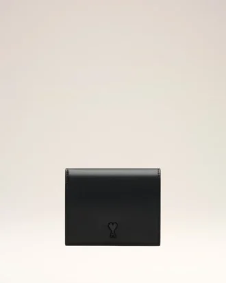 Cartera doble Ami de Coeur de piel de vacuno negra Cartera doble Ami de Coeur de piel de vacuno negra
