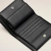 Cartera doble Ami de Coeur de piel de vacuno negra