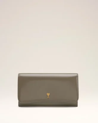 Cartera Paris Paris Continental de piel gris barnizada