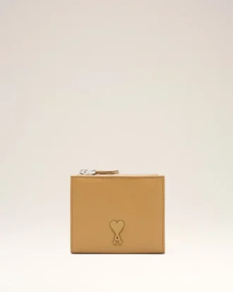 Cartera plegable Voulez-Vous de piel de vacuno amarilla