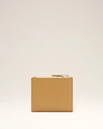 Cartera plegable Voulez-Vous de piel de vacuno amarilla