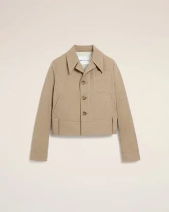 Chaqueta abotonada de algodón beige