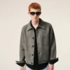 Chaqueta abotonada de piel de cabra gris Ami de Coeur Chaqueta abotonada de piel de cabra gris Ami de Coeur