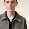 Chaqueta abotonada de piel de cabra gris Ami de Coeur Chaqueta abotonada de piel de cabra gris Ami de Coeur
