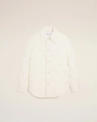 Chaqueta acolchada con botones de nailon blanco