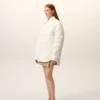 Chaqueta acolchada con botones de nailon blanco Chaqueta acolchada con botones de nailon blanco