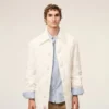Chaqueta acolchada con botones de nailon blanco Chaqueta acolchada con botones de nailon blanco