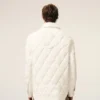 Chaqueta acolchada con botones de nailon blanco Chaqueta acolchada con botones de nailon blanco