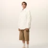 Chaqueta acolchada con botones de nailon blanco Chaqueta acolchada con botones de nailon blanco