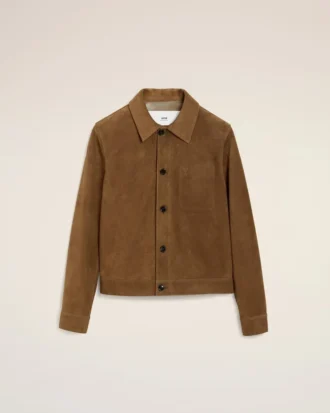 Chaqueta Ami de Coeur de cuero marrón con botones Chaqueta Ami de Coeur de cuero marrón con botones