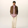 Chaqueta Ami de Coeur de cuero marrón con botones Chaqueta Ami de Coeur de cuero marrón con botones
