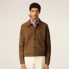 Chaqueta Ami de Coeur de cuero marrón con botones Chaqueta Ami de Coeur de cuero marrón con botones