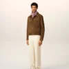 Chaqueta Ami de Coeur de cuero marrón con botones Chaqueta Ami de Coeur de cuero marrón con botones