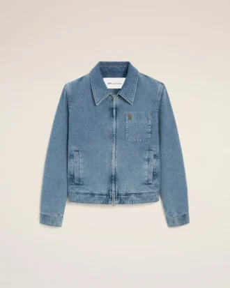 Chaqueta azul de algodón con cremallera y contraste «Ami de Coeur»
