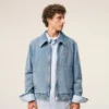 Chaqueta azul de algodón con cremallera y contraste «Ami de Coeur» Chaqueta azul de algodón con cremallera y contraste «Ami de Coeur»