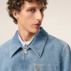 Chaqueta azul de algodón con cremallera y contraste «Ami de Coeur» Chaqueta azul de algodón con cremallera y contraste «Ami de Coeur»