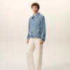 Chaqueta azul de algodón con cremallera y contraste «Ami de Coeur» Chaqueta azul de algodón con cremallera y contraste «Ami de Coeur»