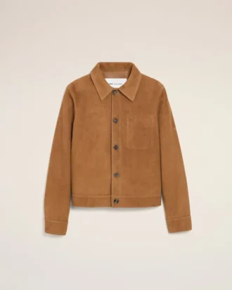 Chaqueta con botones Ami de Coeur de piel de cabra marrón