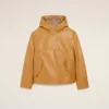 Chaqueta con capucha de piel de vacuno amarilla Chaqueta con capucha de piel de vacuno amarilla