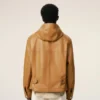 Chaqueta con capucha de piel de vacuno amarilla Chaqueta con capucha de piel de vacuno amarilla