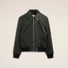 Chaqueta con cremallera de piel de cordero negra Chaqueta con cremallera de piel de cordero negra